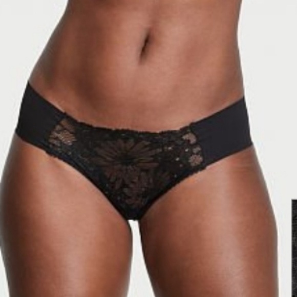 NWT Victoria's Secret Black Panties underwear size L, lacy front - Picture 2 of 3